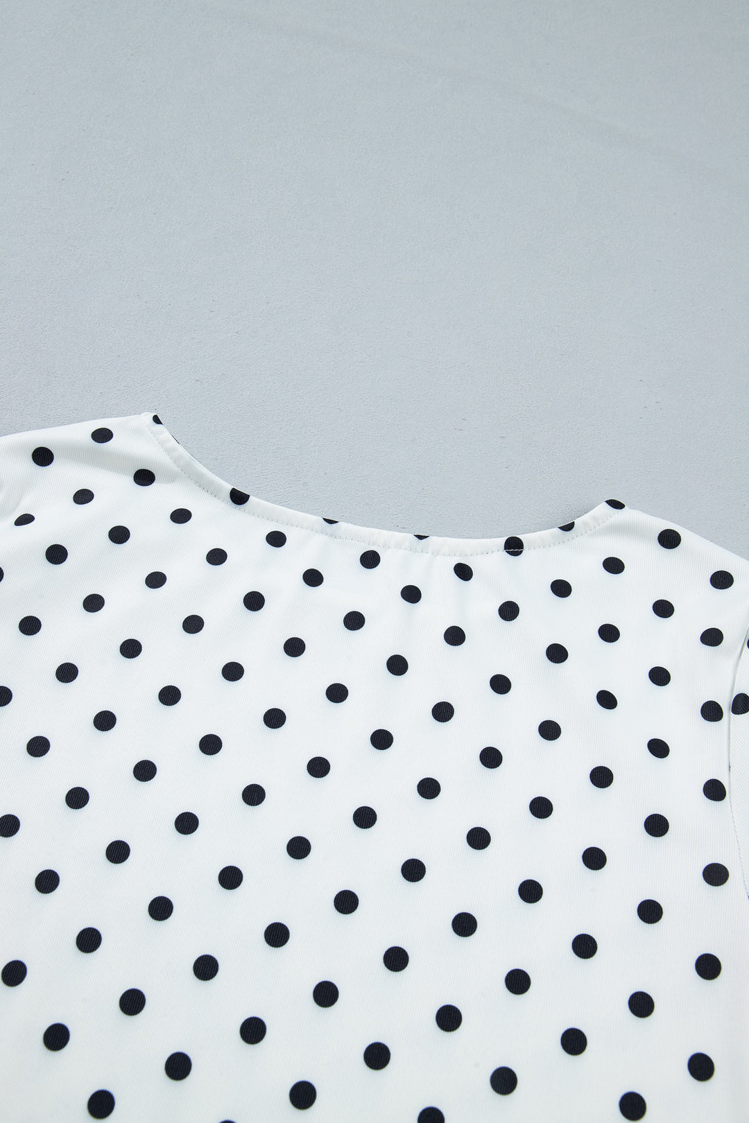 Black Polka Dot Print Lettuce Trim Long Sleeve Top