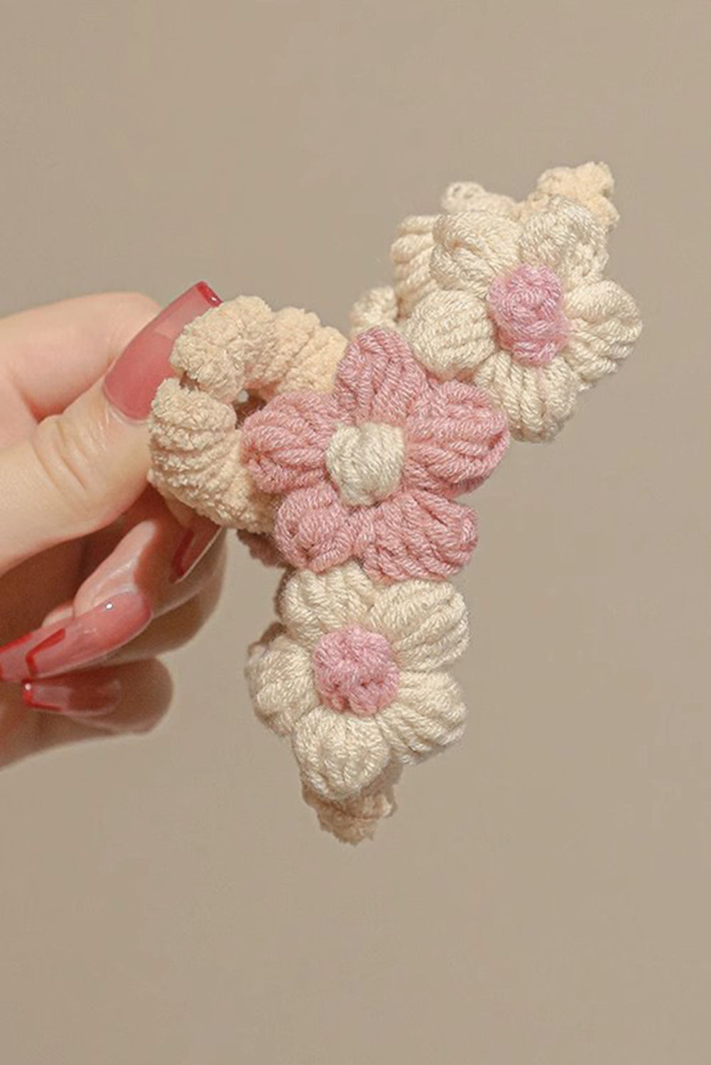 Flower Crochet Cover Large Hair Claw Clip