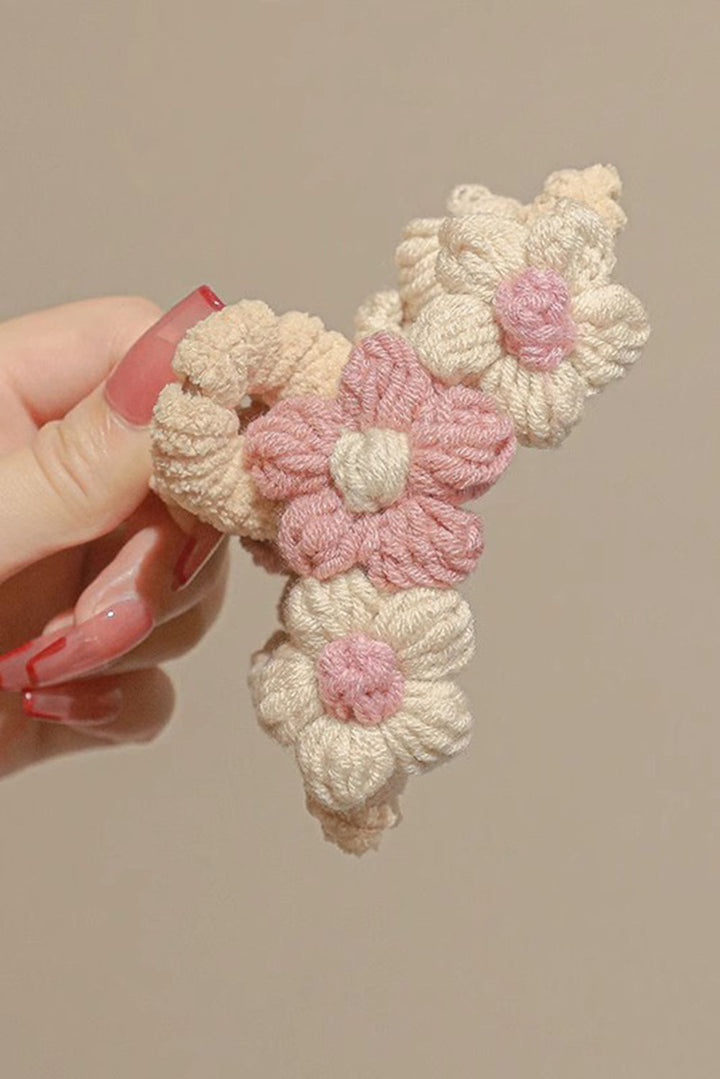 Flower Crochet Cover Large Hair Claw Clip