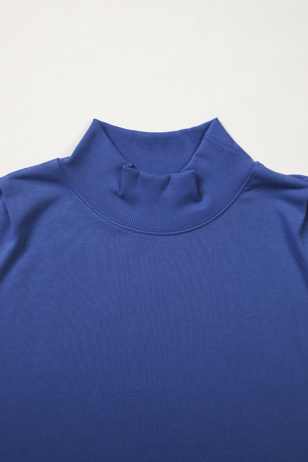 Sky Blue Solid Color High Neck Cap Sleeve Loose Top