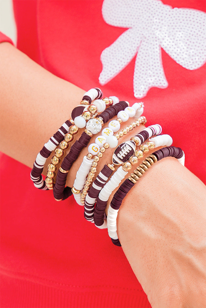 Game Day – 8-teiliges stapelbares Armband-Set mit Fußball-Perlen