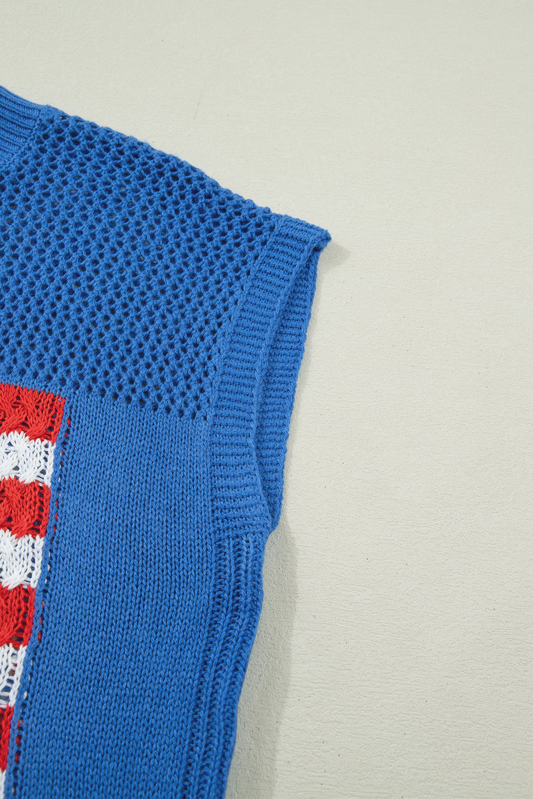 Sky Blue Flag Graphic Short Sleeve Sweater Top