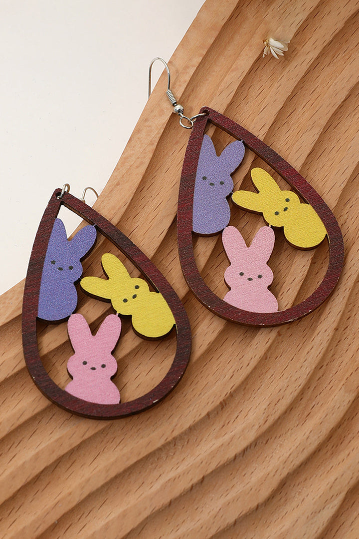 Boucles d'oreilles crochet en forme de goutte d'eau en forme de lapin de Pâques
