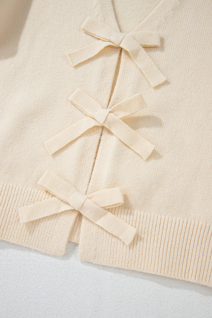 Jet Stream Bowknot Front Loose Knitted Cardigan