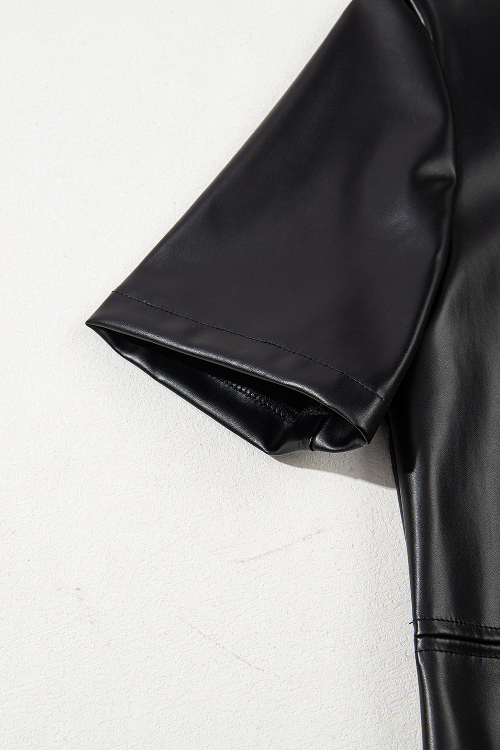 Faux Leather Loose T-shirt Dress