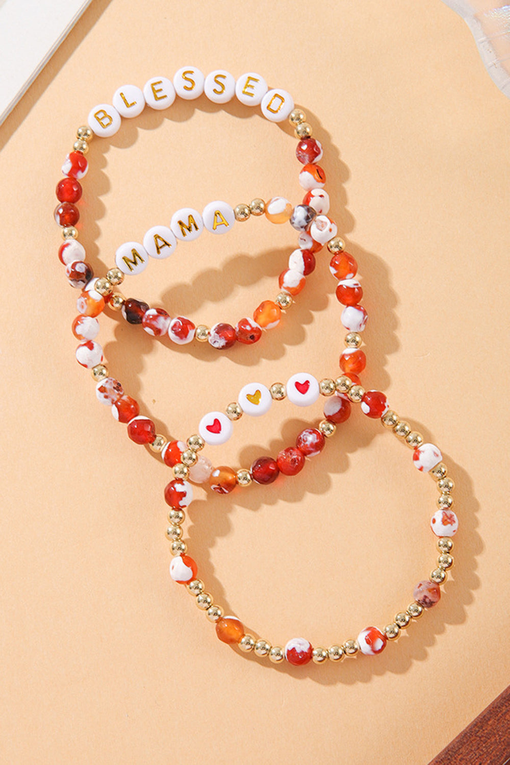 MAMA Beaded Triple Layer Bracelet Set