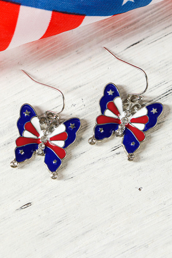 Boucles d'oreilles à crochet en forme de papillon à imprimé étoiles et rayures