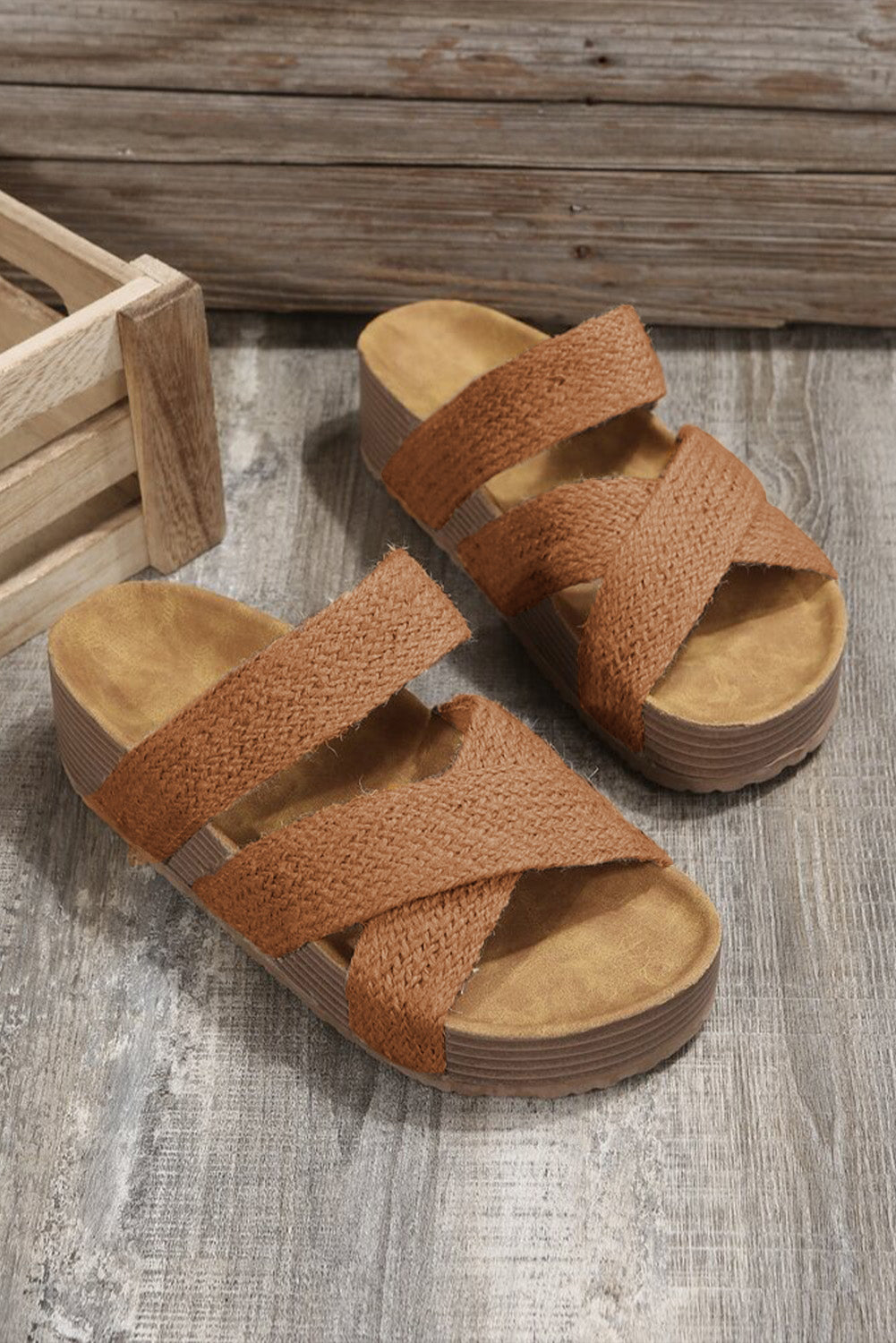 Woven Cross Criss Hollowed Slip-On Slippers