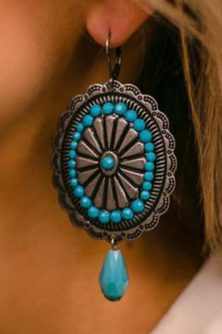 Boucles d'oreilles pendantes turquoise rétro occidentales