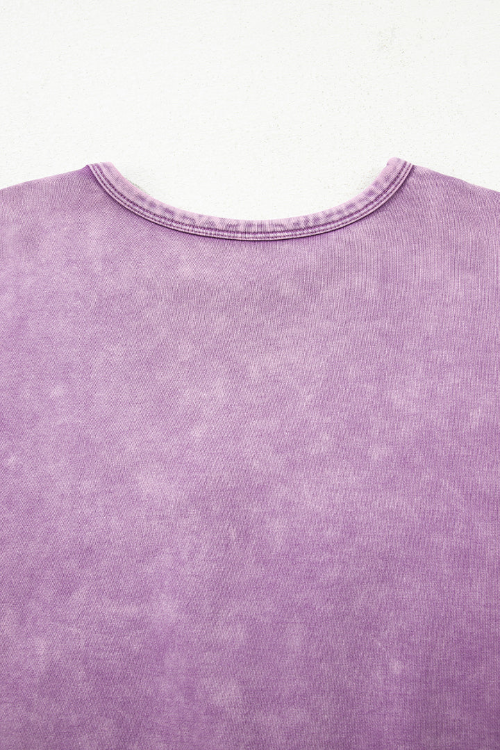 Mineral Wash Big Bow Patchwork Pullover Sweatshirt