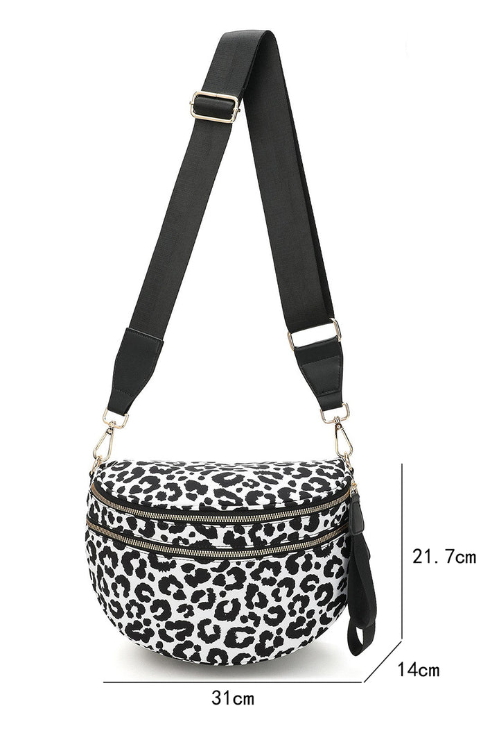 Checkered Print Wide Strap Large Crossbody Bag