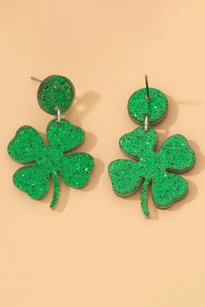 Boucles d'oreilles à tige en forme de trèfle de la Saint-Patrick