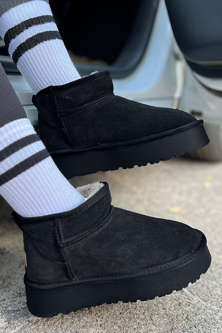 Faux Fur Lined Suede Ankle Snow Boots