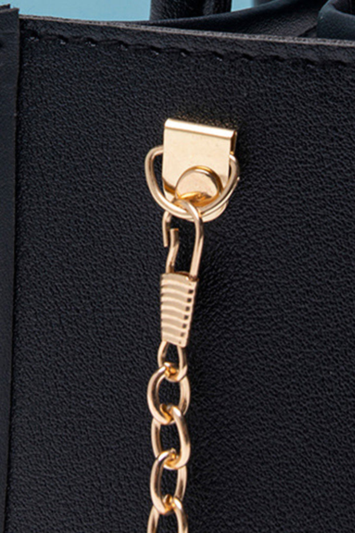 PVC PU Leather Patchwork Chain Strap Shoulder Bag