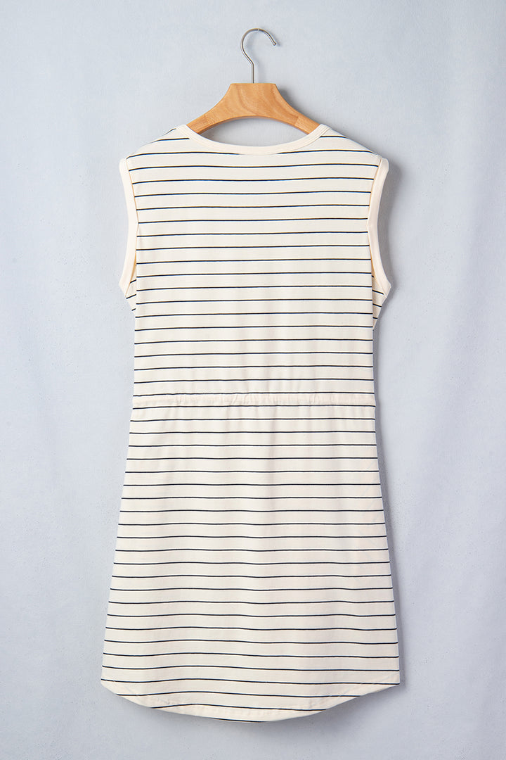 Drawstring Tunic Tank Mini Dress with Pockets