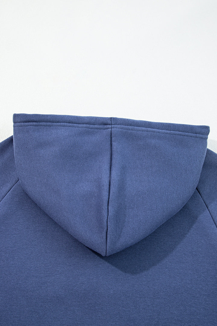 Dirty blue Fleece Lined Adjustable Drawstring Oversize Tunic Hoodie