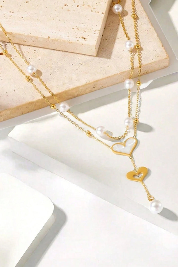 Collier chaîne réglable double couche en perles de cœur