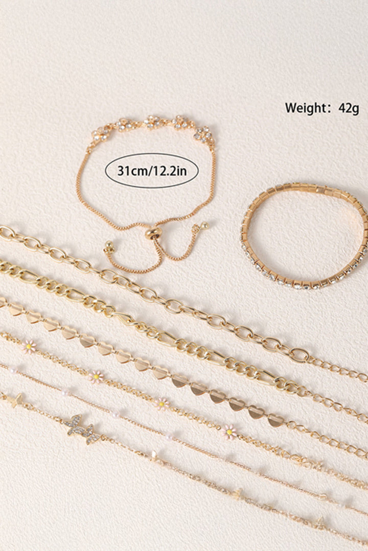 Ensemble de bracelets multicouches à strass, motif papillon et fleur