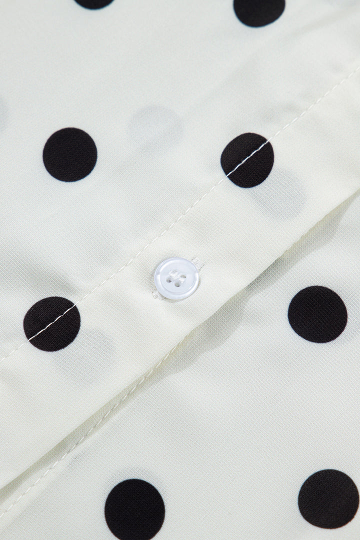 Beige Polka Dot Print Loose Dolman Shirt