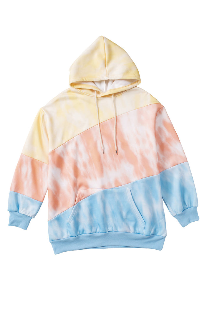 Colorblock Kangaroo Pocket Plus Size Hoodie