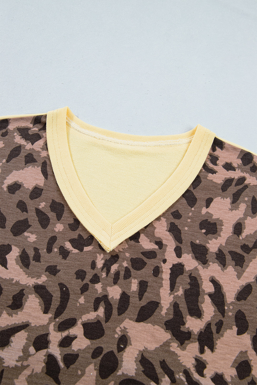 Brown Leopard Print Long Sleeve V-Neck Wide Leg Pant Set
