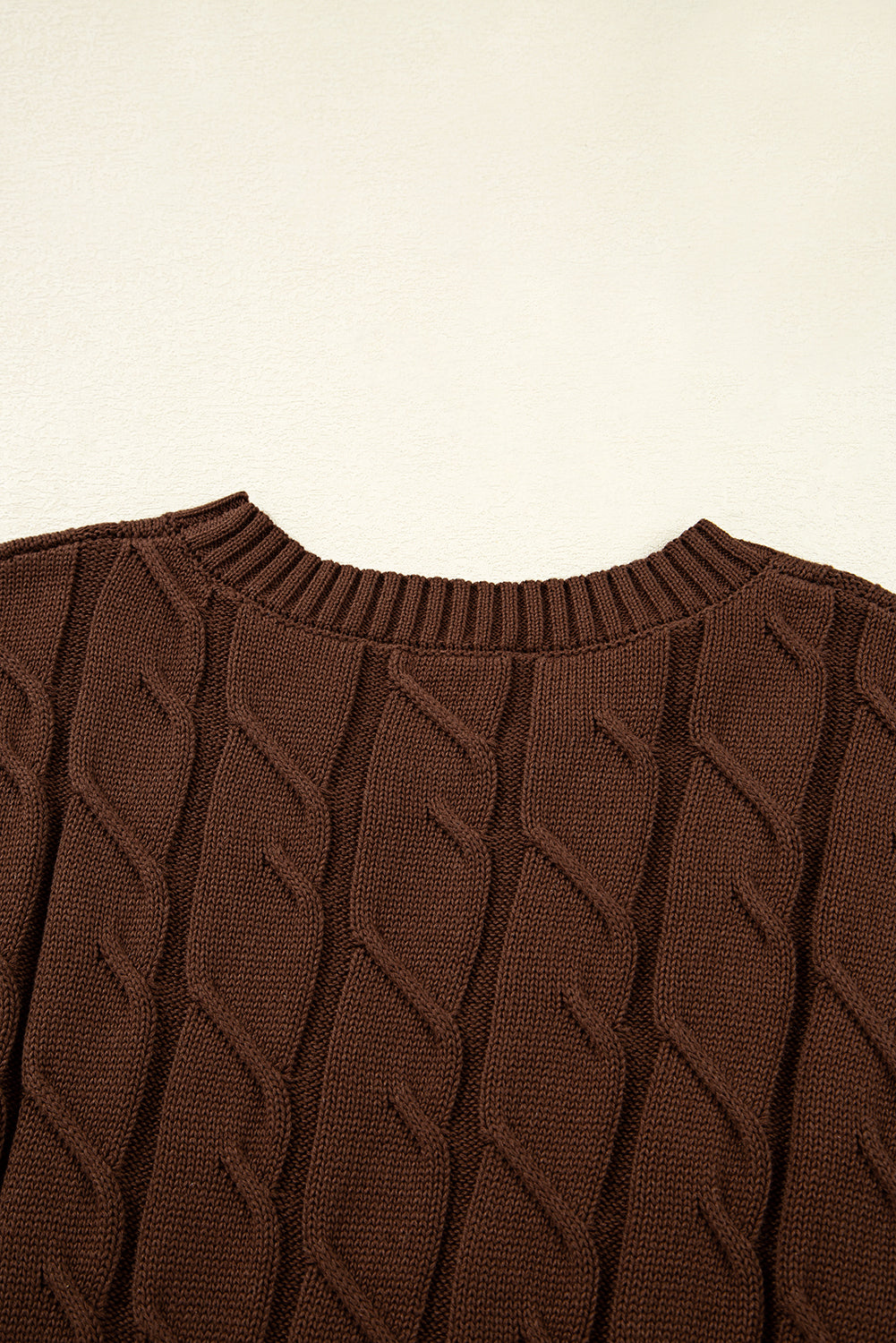 Cable Texture Crew Neck Short Sleeve Sweater Top