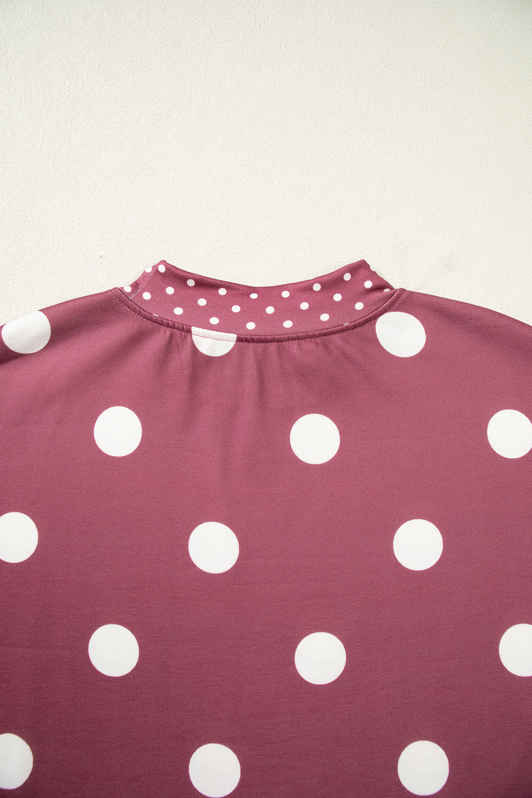 Red Polka Dot Print Contrast Detail Oversized Tunic Sweatshirt