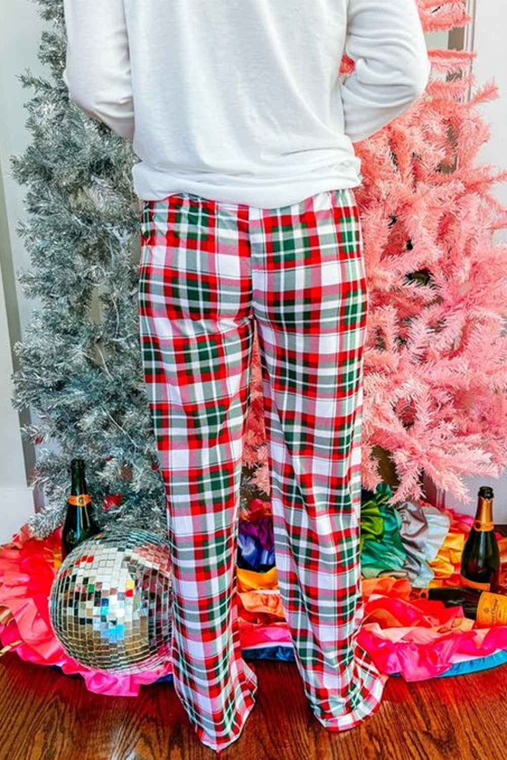 Merry Christmas Plaid Print Two Piece Lounge Set