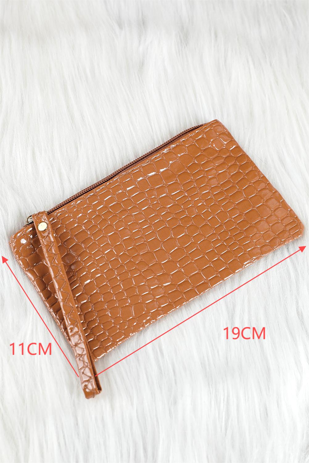 Portefeuille à dragonne zippé motif crocodile