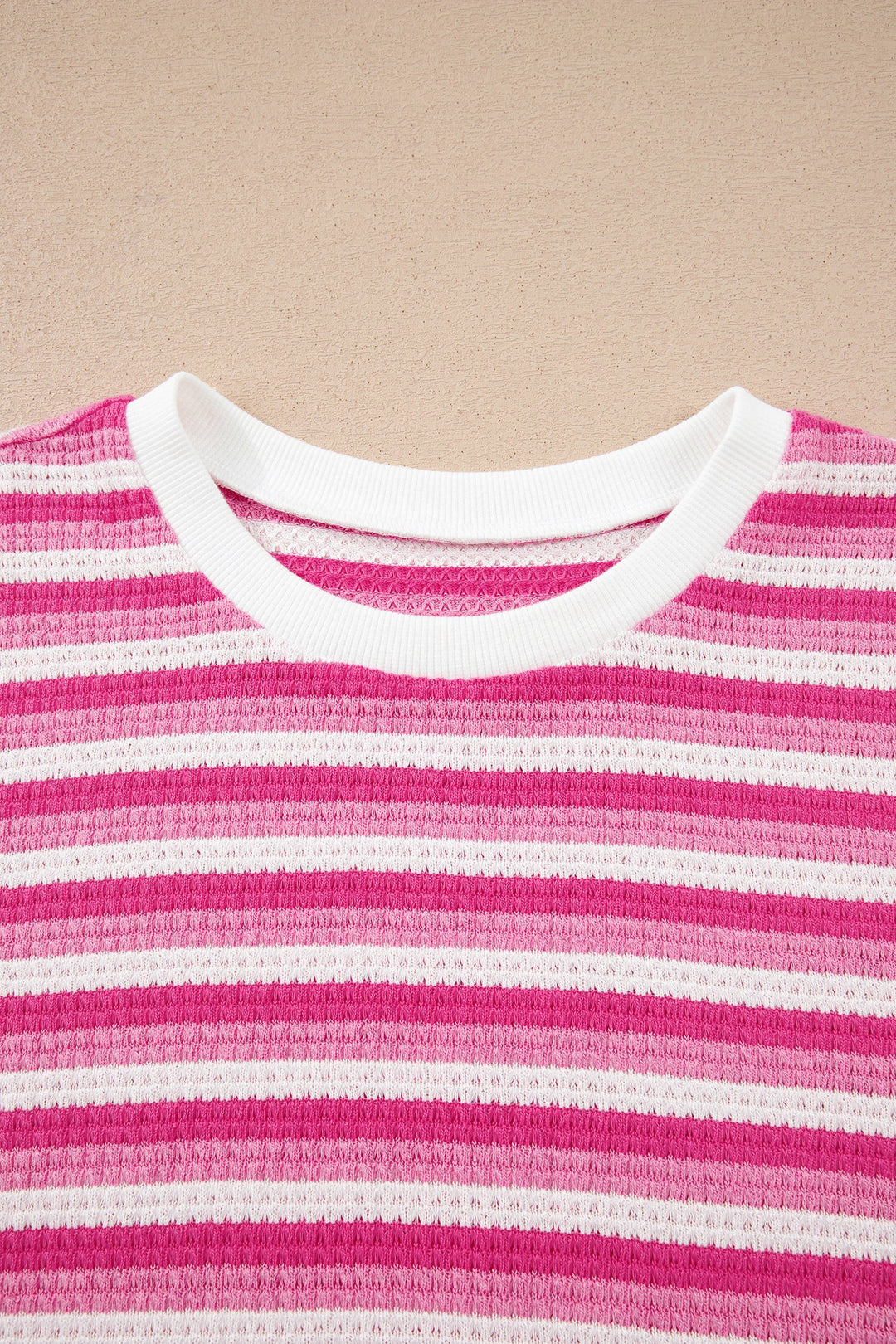 Sachet Pink Textured Knit Short Sleeve Crossed Detail Tee