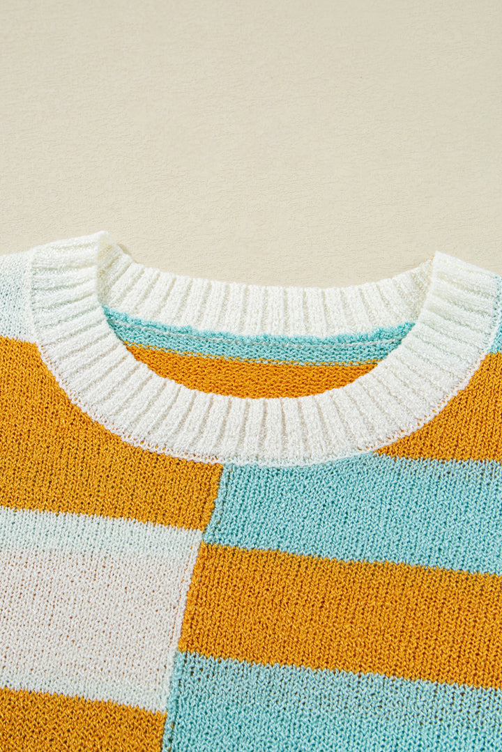 Color Block Striped Pullover Sweater