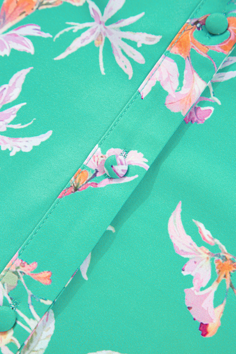 Floral Lantern Sleeve Button Front Shirt