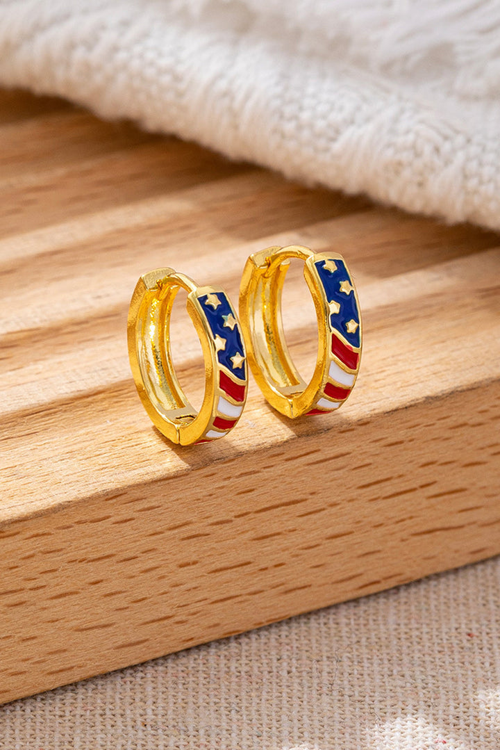 American Flag Plated Alloy Hoop Earrings