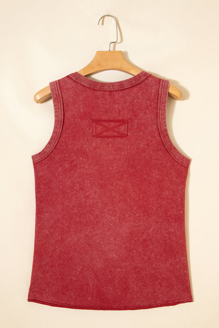 Mineral Wash V Neck Tank Top