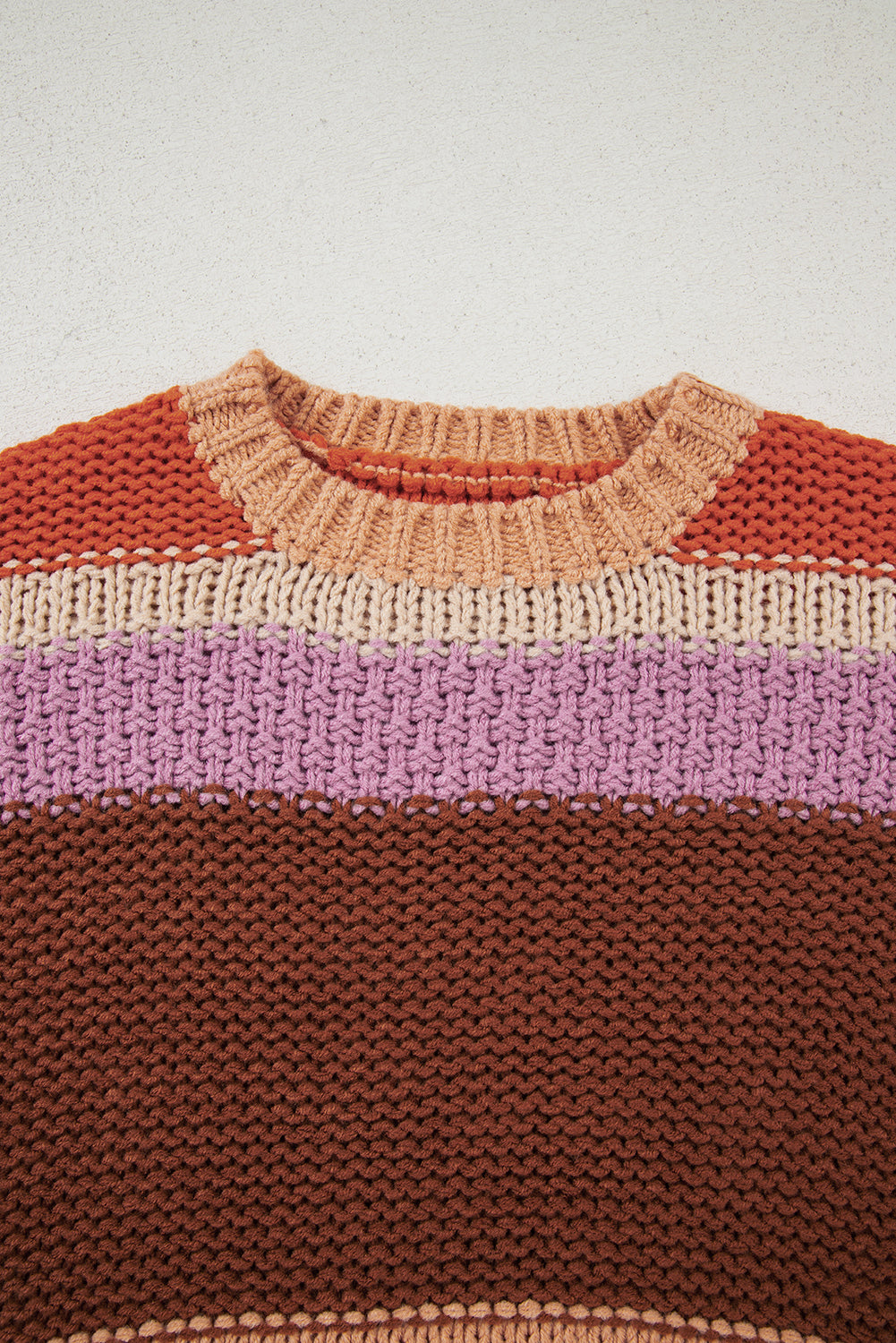 Cropped Colorblock Drop Shoulder Chunky Knitted Sweater