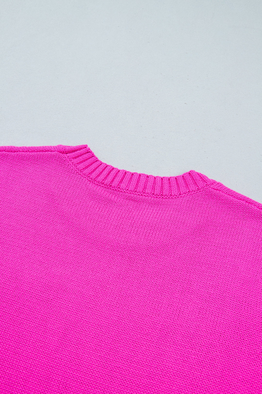 Rose Red Merry Print Ribbed Trim Round Neck Loose Fit Sweater