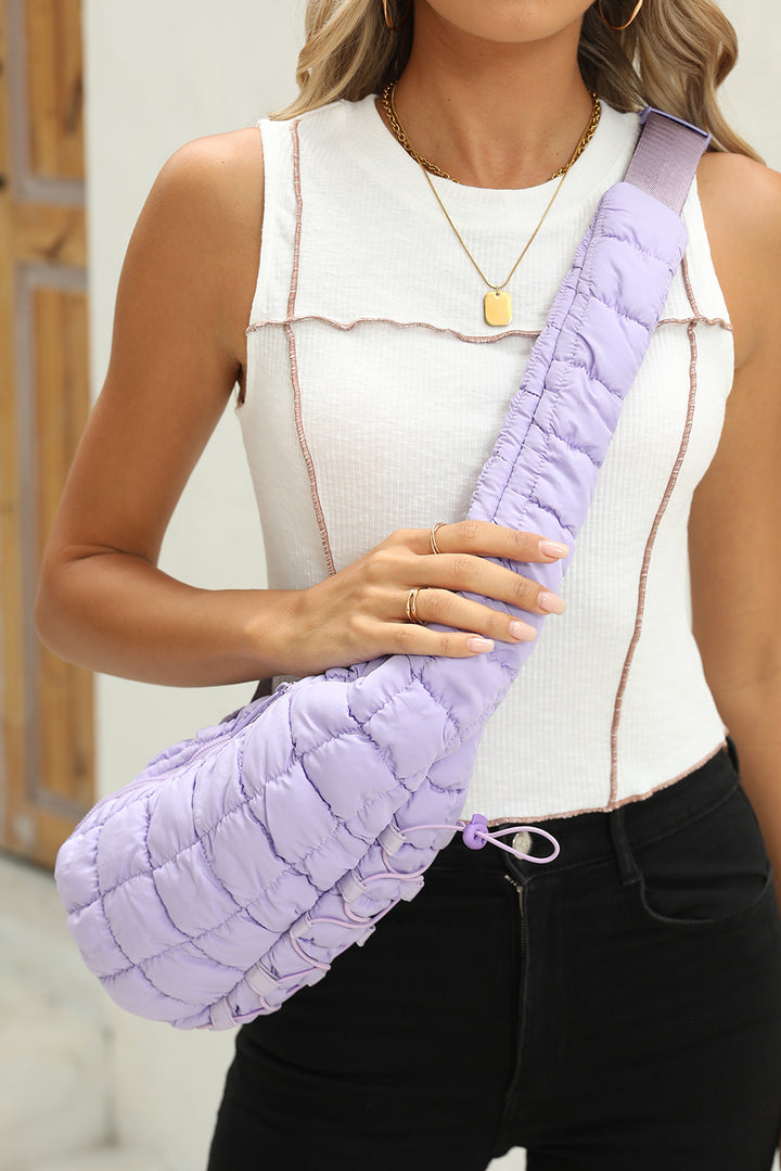Marshmallow Quilted Drawstring Decor Sling Bag