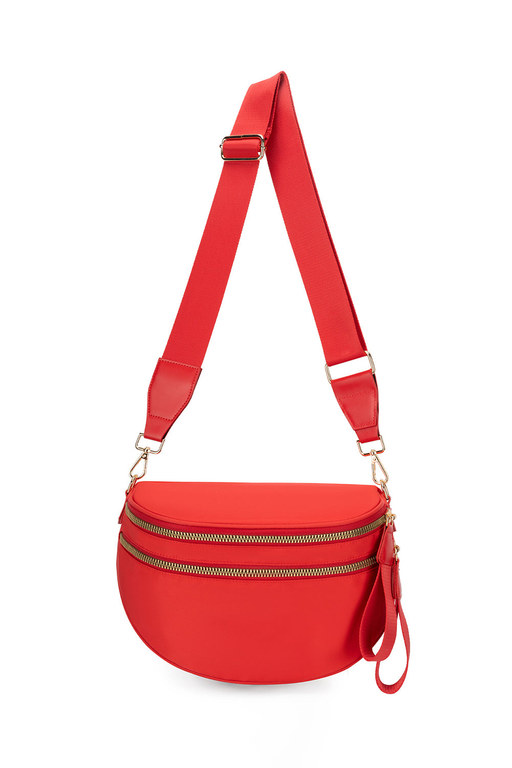 Double Zip Crescent Shape Adjustable Sling Bag