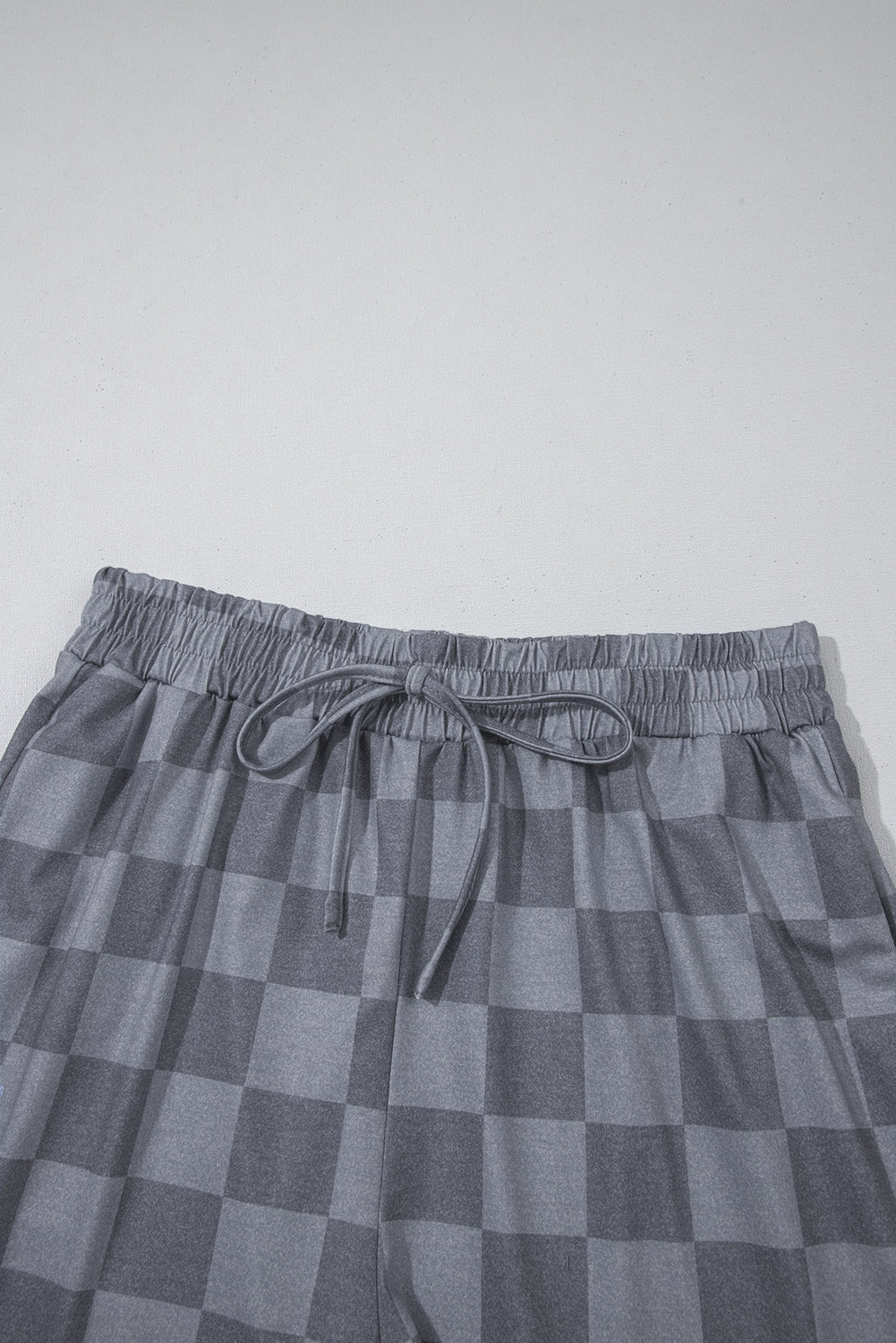 checkered v neck tee drawstring shorts lounge set 2