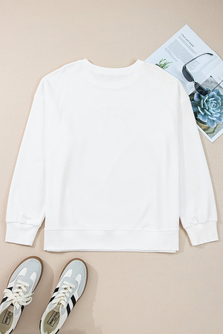 Beige Big Bow Accent Plus Size Drop Shoulder Sweatshirt