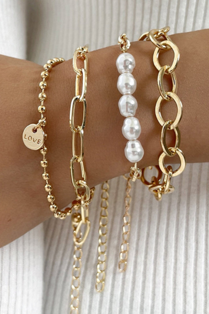 Pearl Plated Alloy Adjustable Chain Bracelet