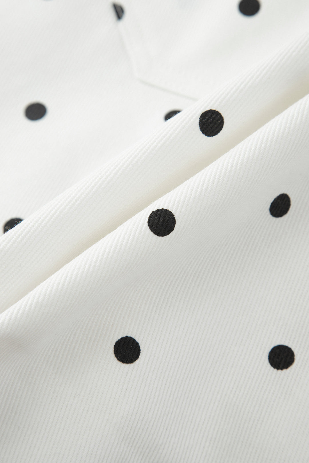 White Polka Dot Print Embroidered Scallop Hem Shorts