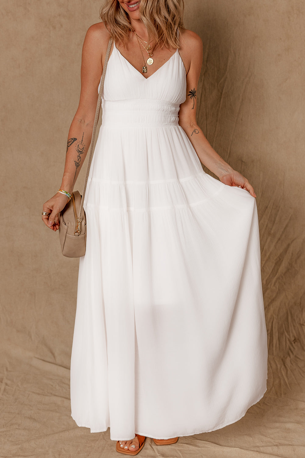 Spaghetti Straps High Waist Elegant Long Dress