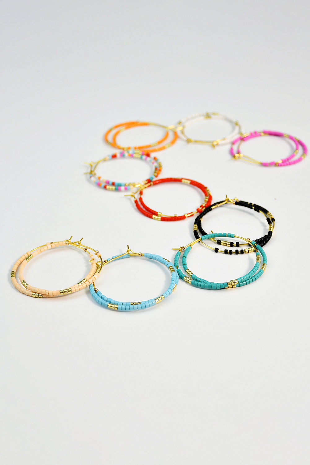 1 Pairs of Rice Beads Gold Plated Alloy Hoop Earrings