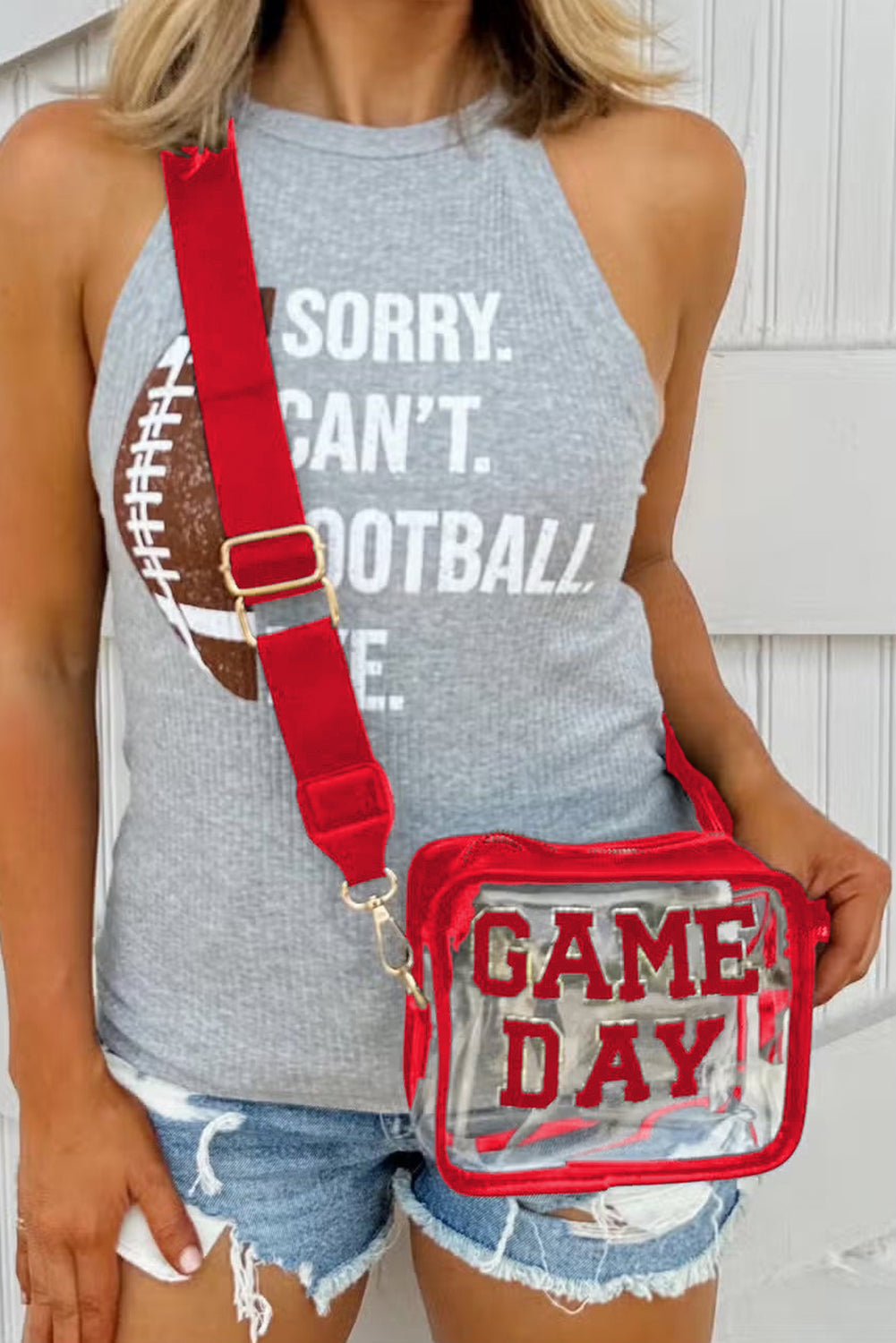 GAME DAY Rugby Football Transparente Umhängetasche