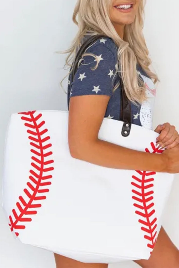 Große Tragetasche aus Segeltuch mit Baseball-Muster
