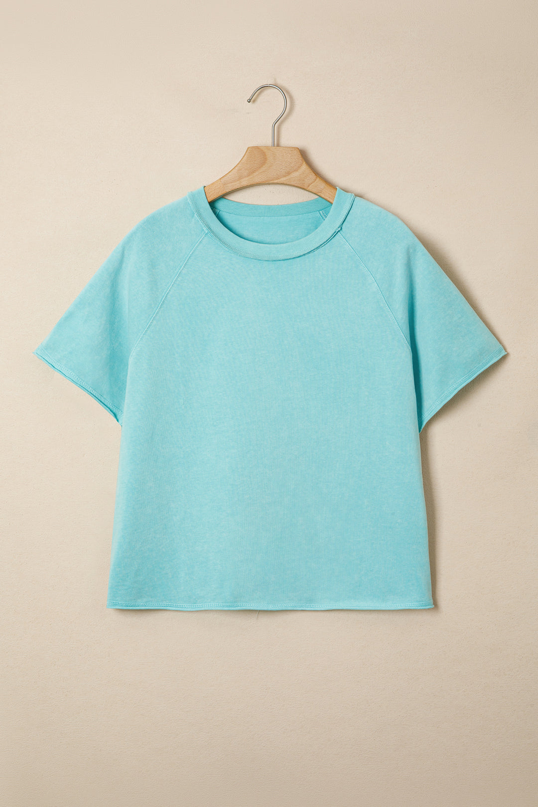Summer Mineral Wash Raglan Sleeve Boxy Fit Cropped Tee