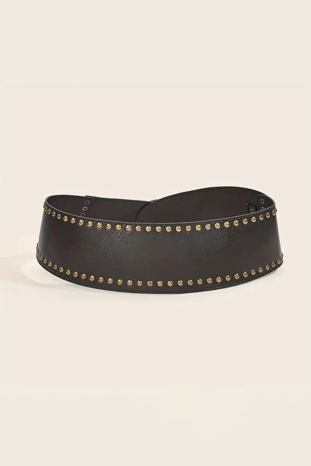 Ceinture large en cuir PU clouté à rivets rétro