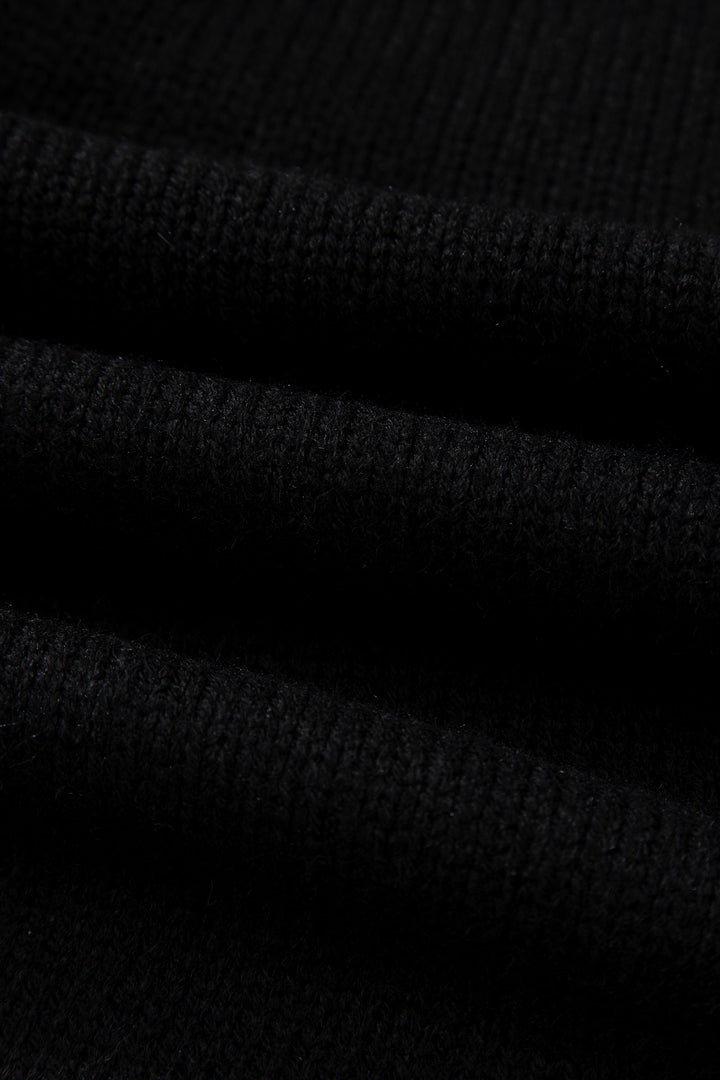 Black Bow Backless Bubble Sleeve Sweater