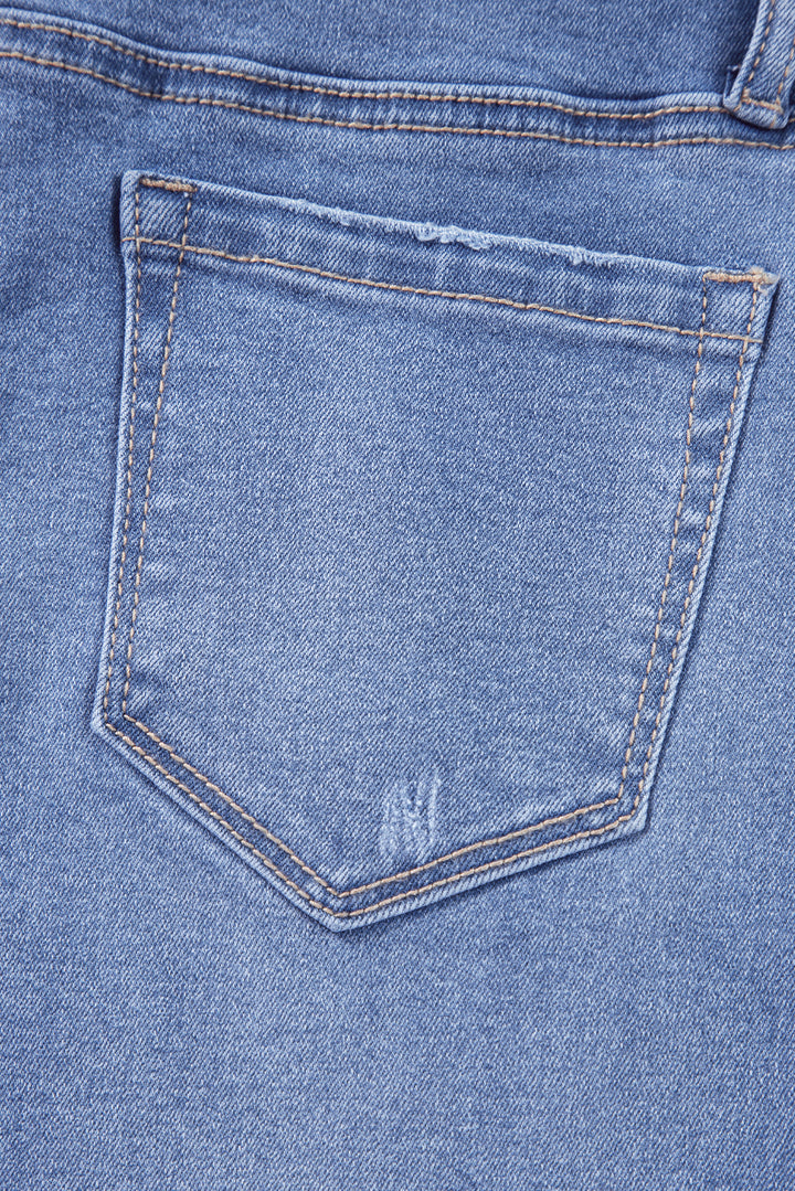 Dusk Blue Loose Straight Leg Cropped High Waist Jeans